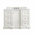 James Martin Vanities De Soto 48in Single Vanity, Bright White w/ 3 CM Carrara Marble Top 825-V48-BW-3CAR